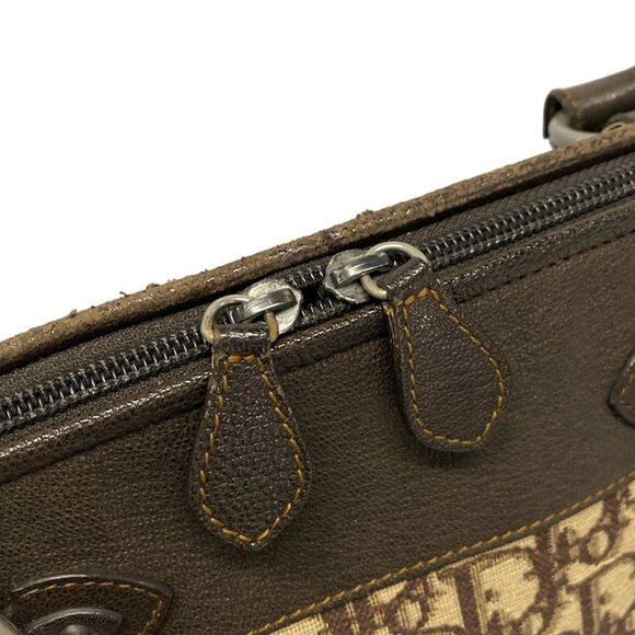 Auth DIOR/ChristianDior Vintage Traveler - Beige Dark Brown Jacquard Leather - Picture 12 of 16
